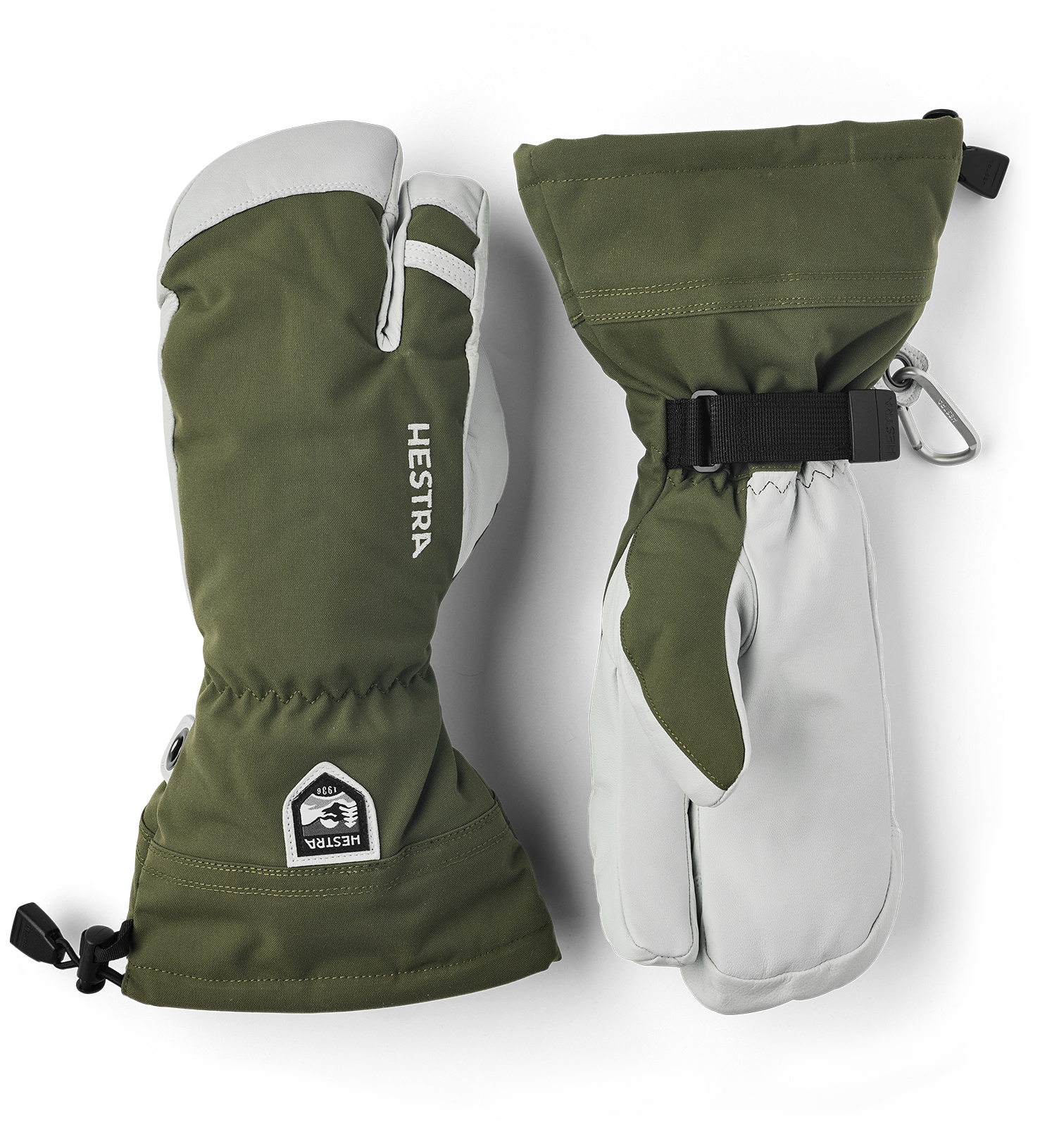 Hestra Army Leather Heli Ski 3-Finger olive 1
