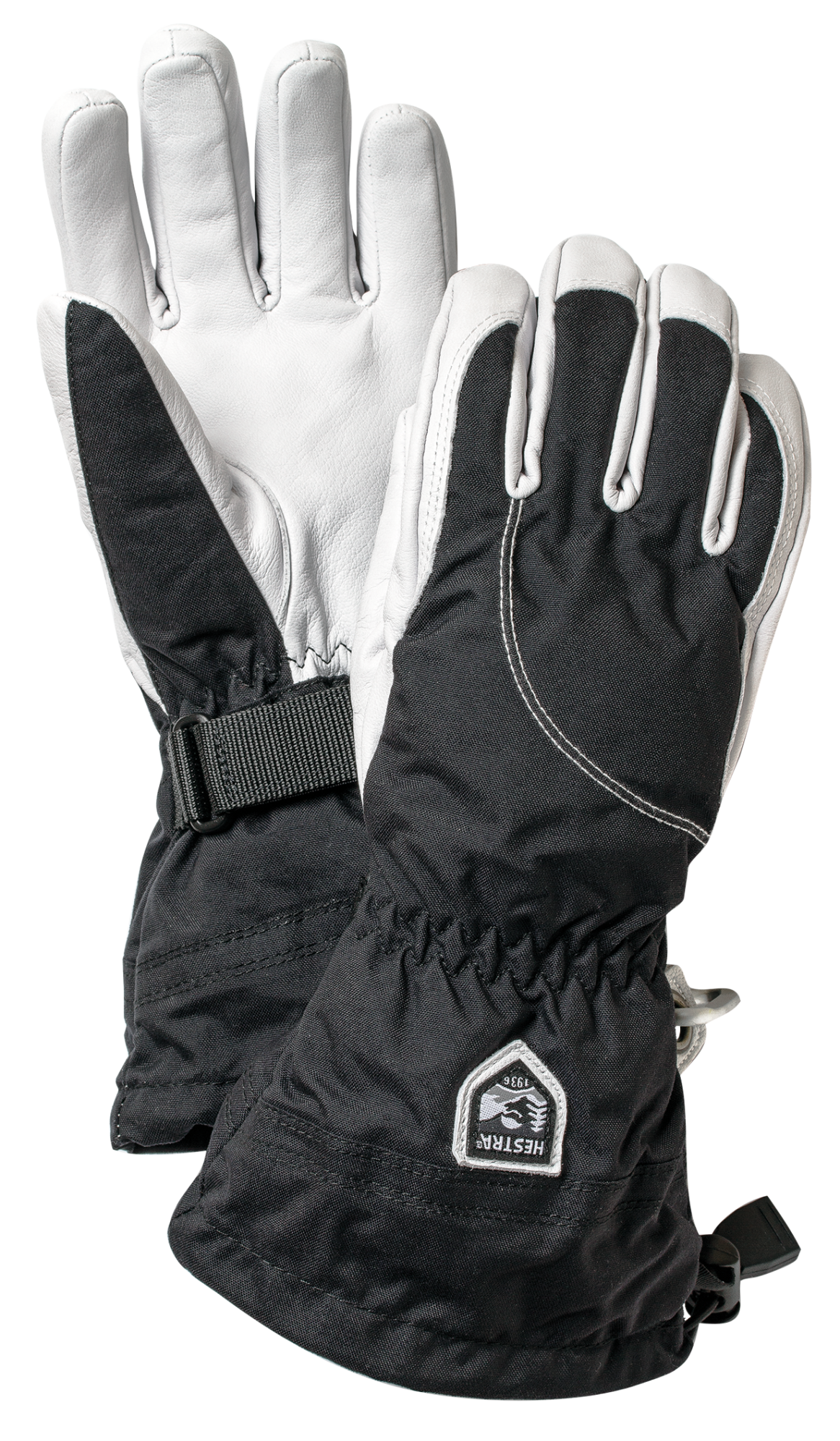 Hestra W Army Leather Heli Ski 5-Finger black/offwhite 1