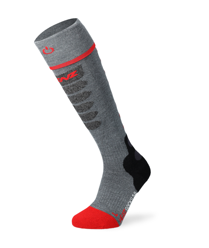 Lenz Heat Sock 5.1 Toe Cap Slim Fit Heizsocke grau/rot 1