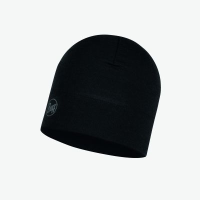 Buff Merino Midweight Beanie solid black 