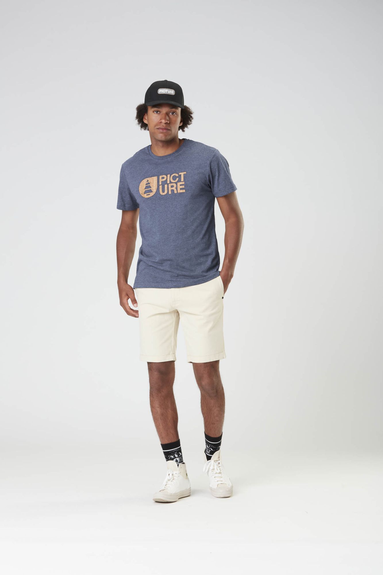 Picture Basemant Cork Tee dark blue melange dark blue 2