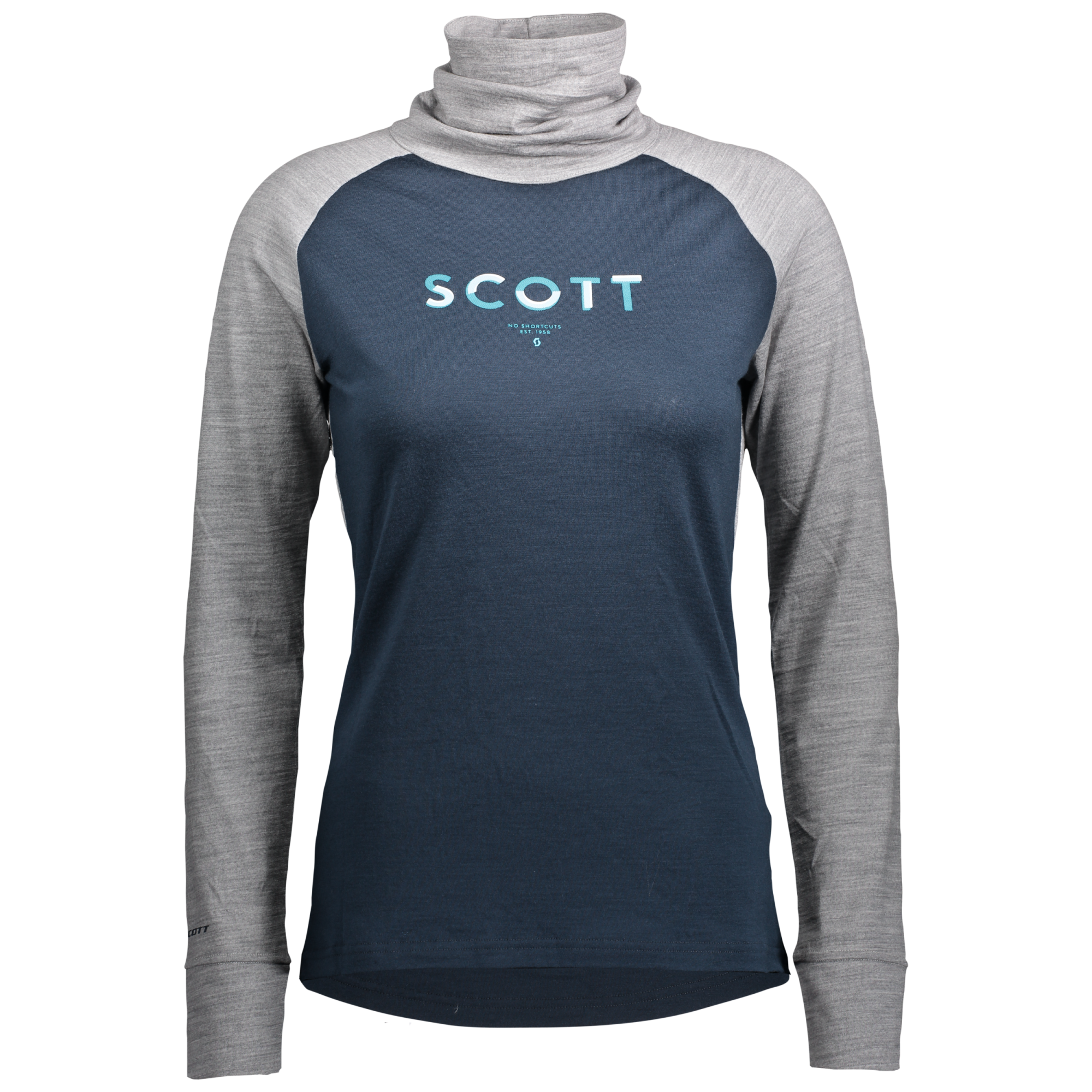 Scott W Defined Merino High Neck Shirt light grey/dark blue dark blue 2