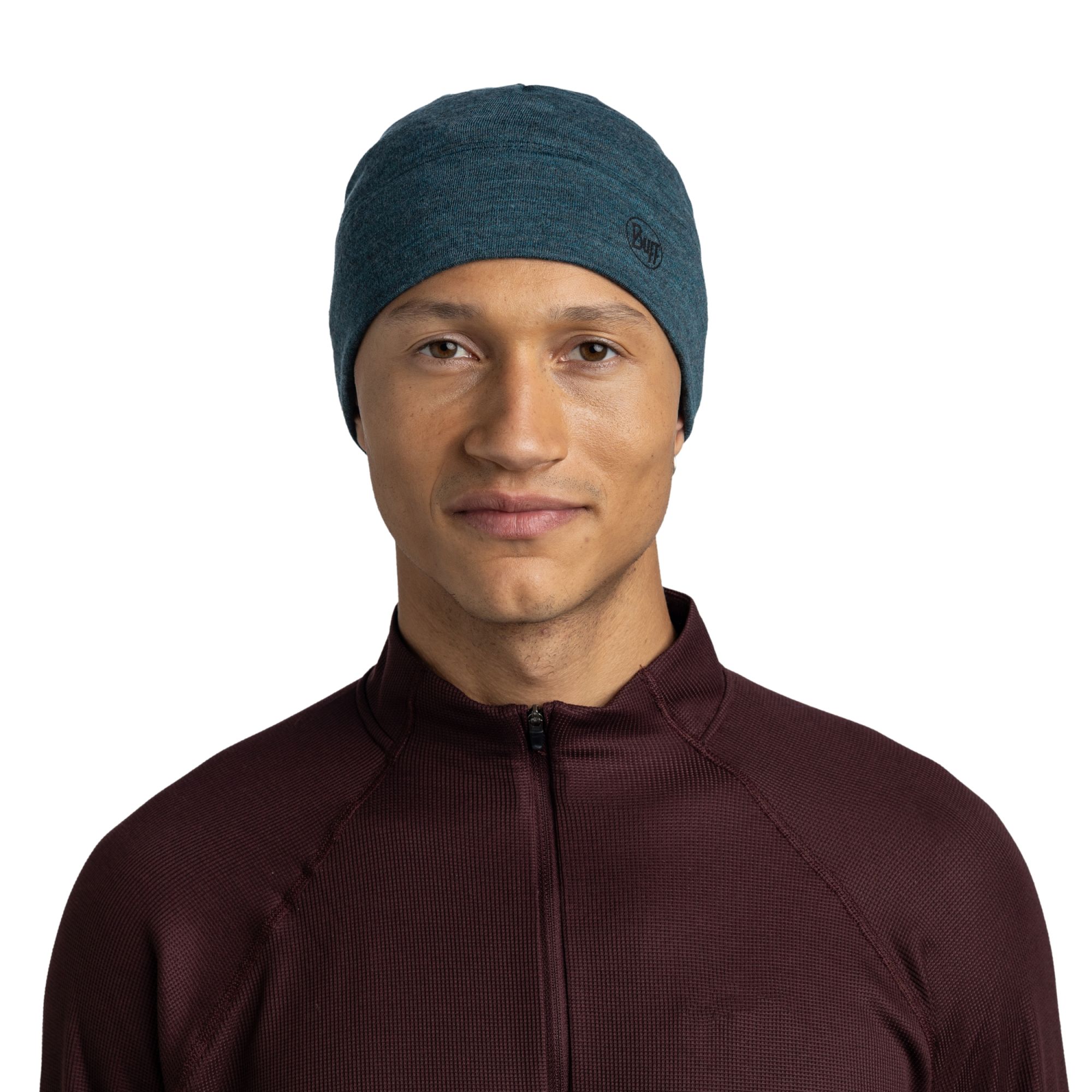 Buff Merino Midweight Beanie melange tourmaline 3