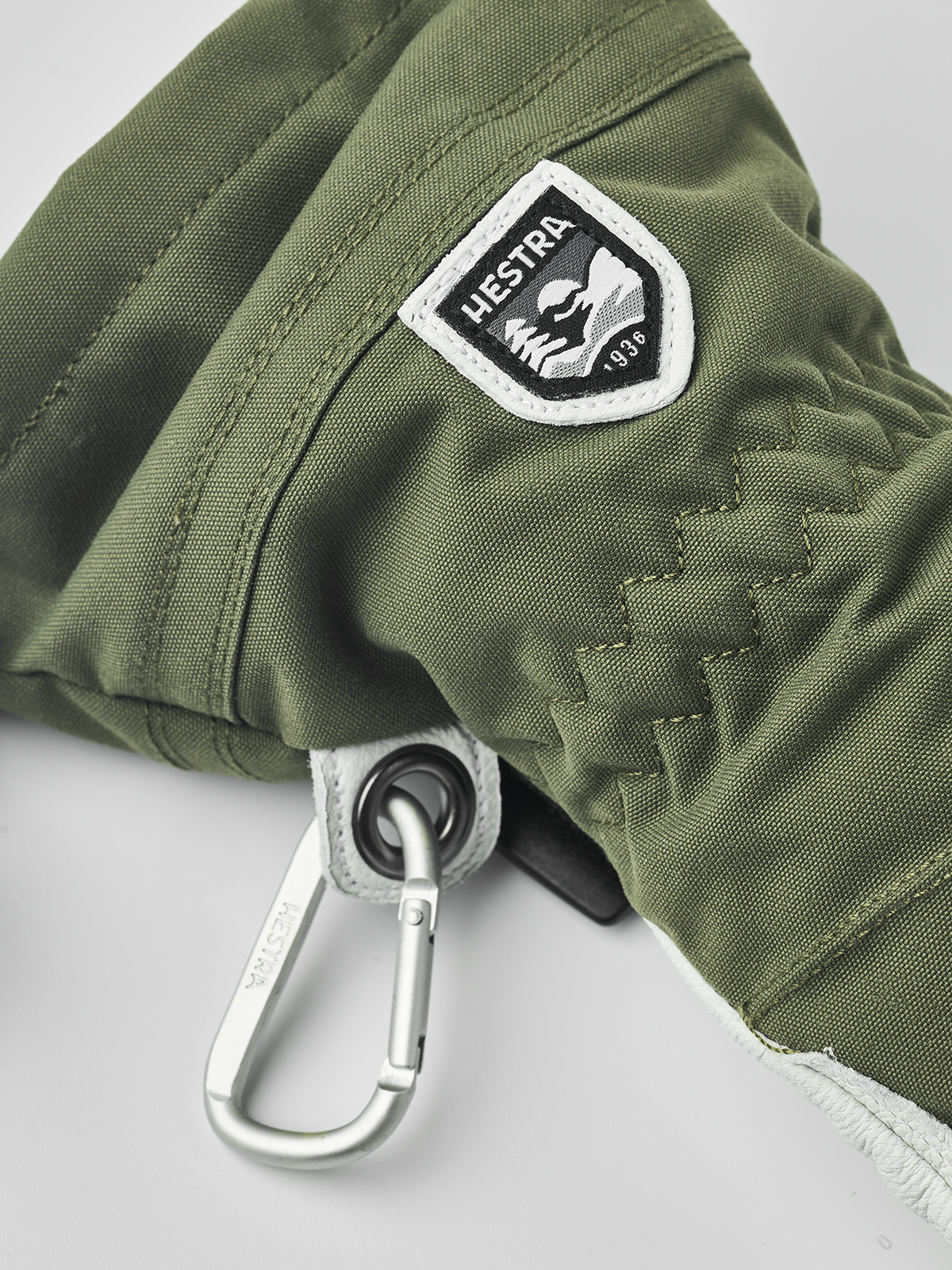 Hestra W Army Leather Heli Ski 5-Finger olive/offwhite 3