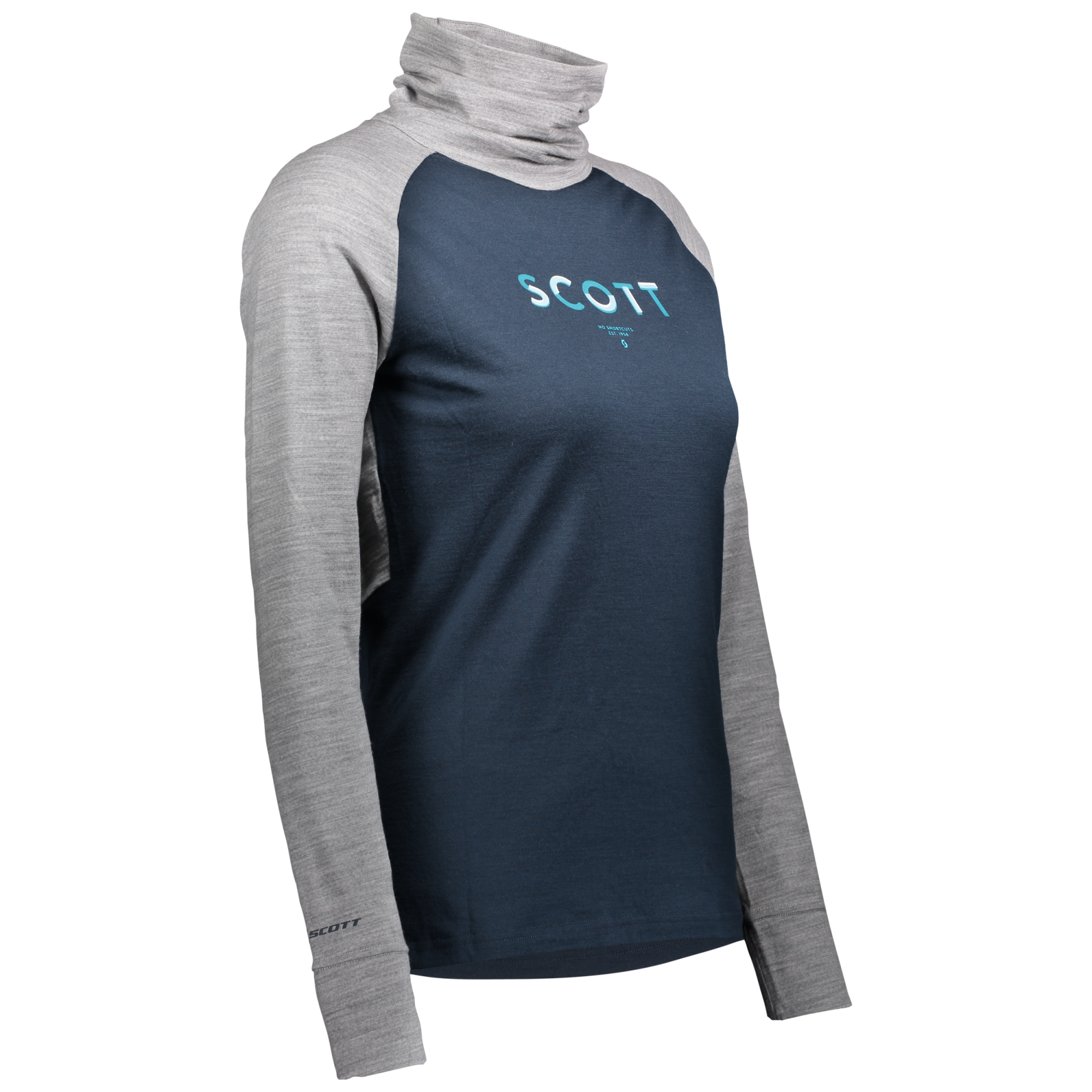 Scott W Defined Merino High Neck Shirt light grey/dark blue dark blue 3