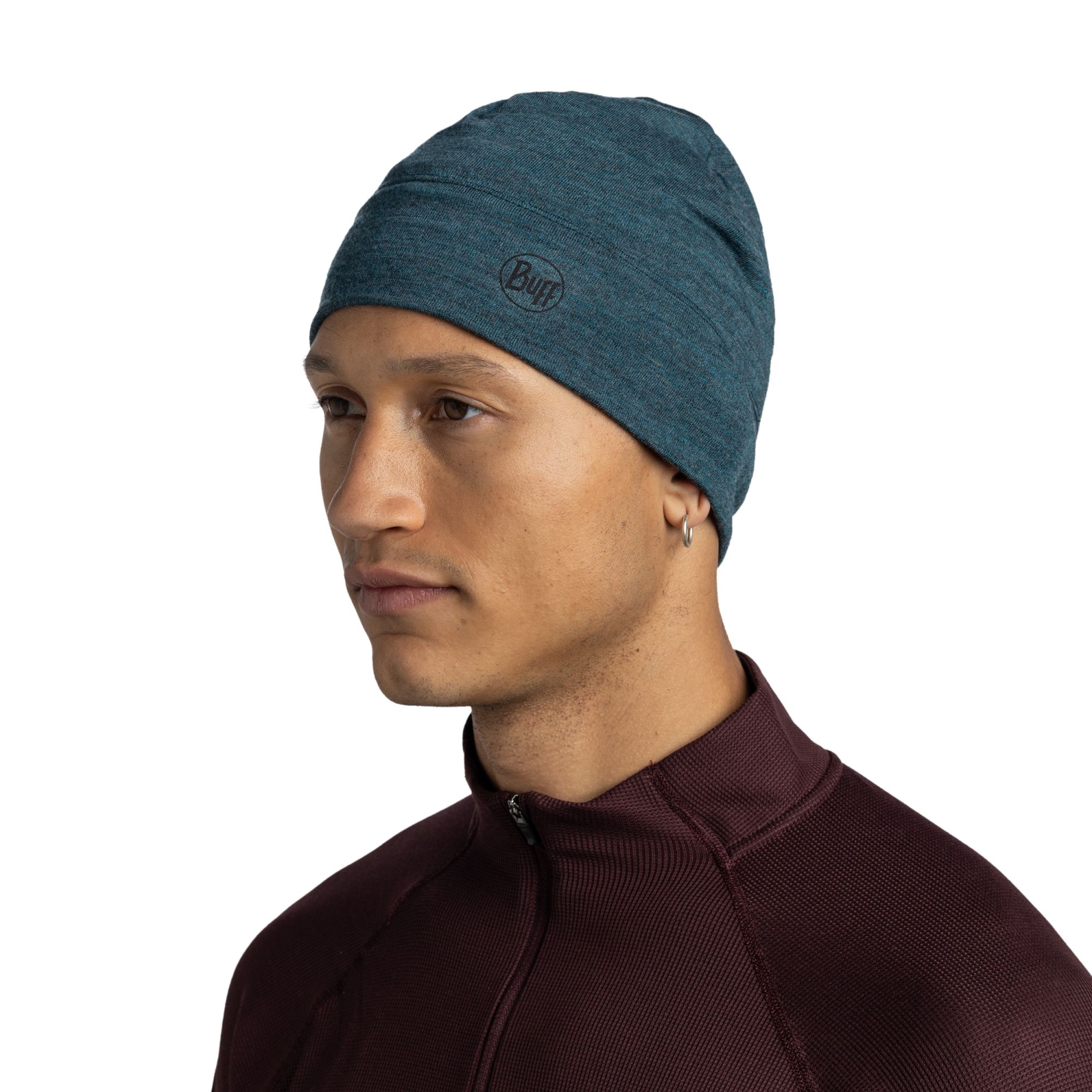 Buff Merino Midweight Beanie melange tourmaline 4