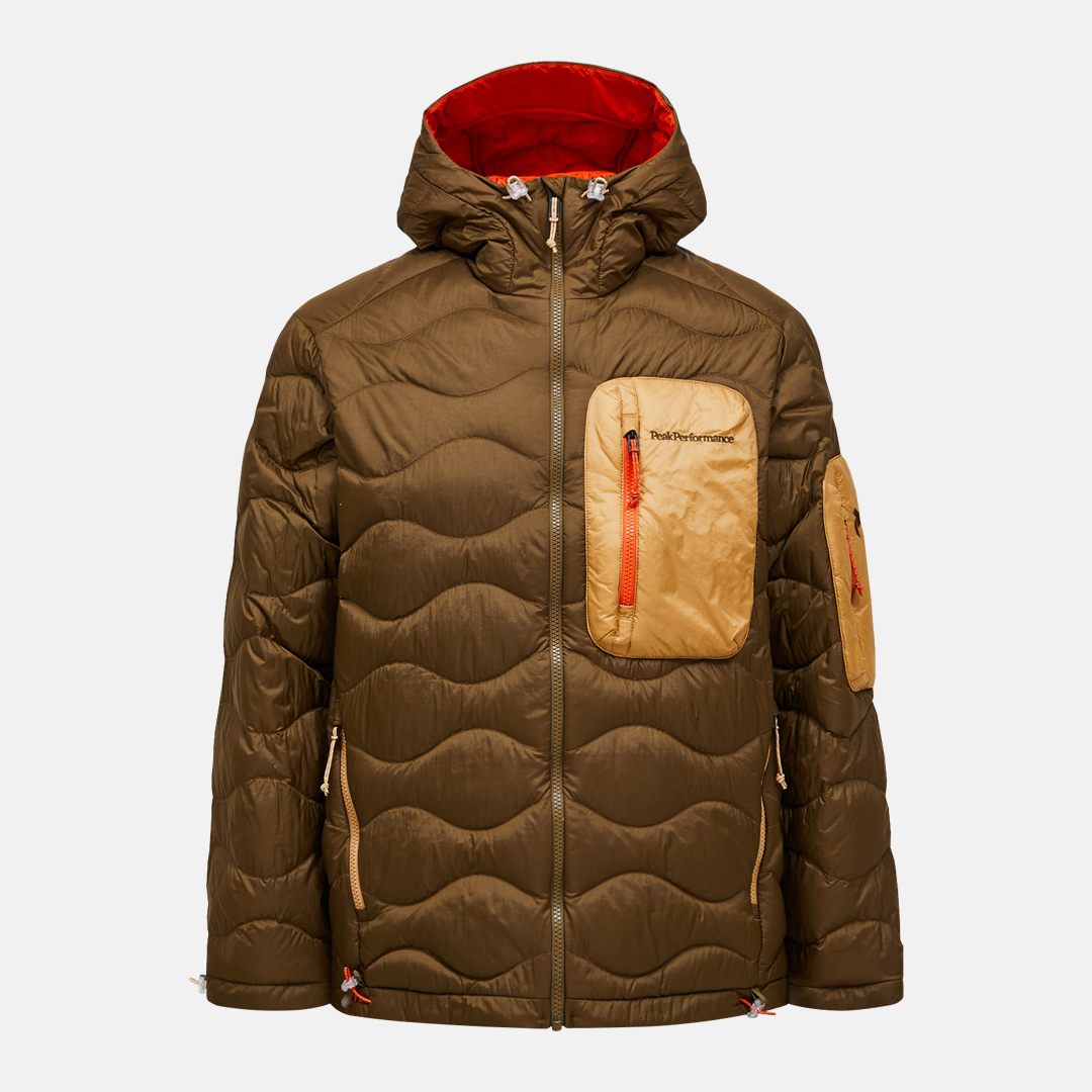 PeakPerformance Helium Utility Down Hood meadow moss/sierra sand 4